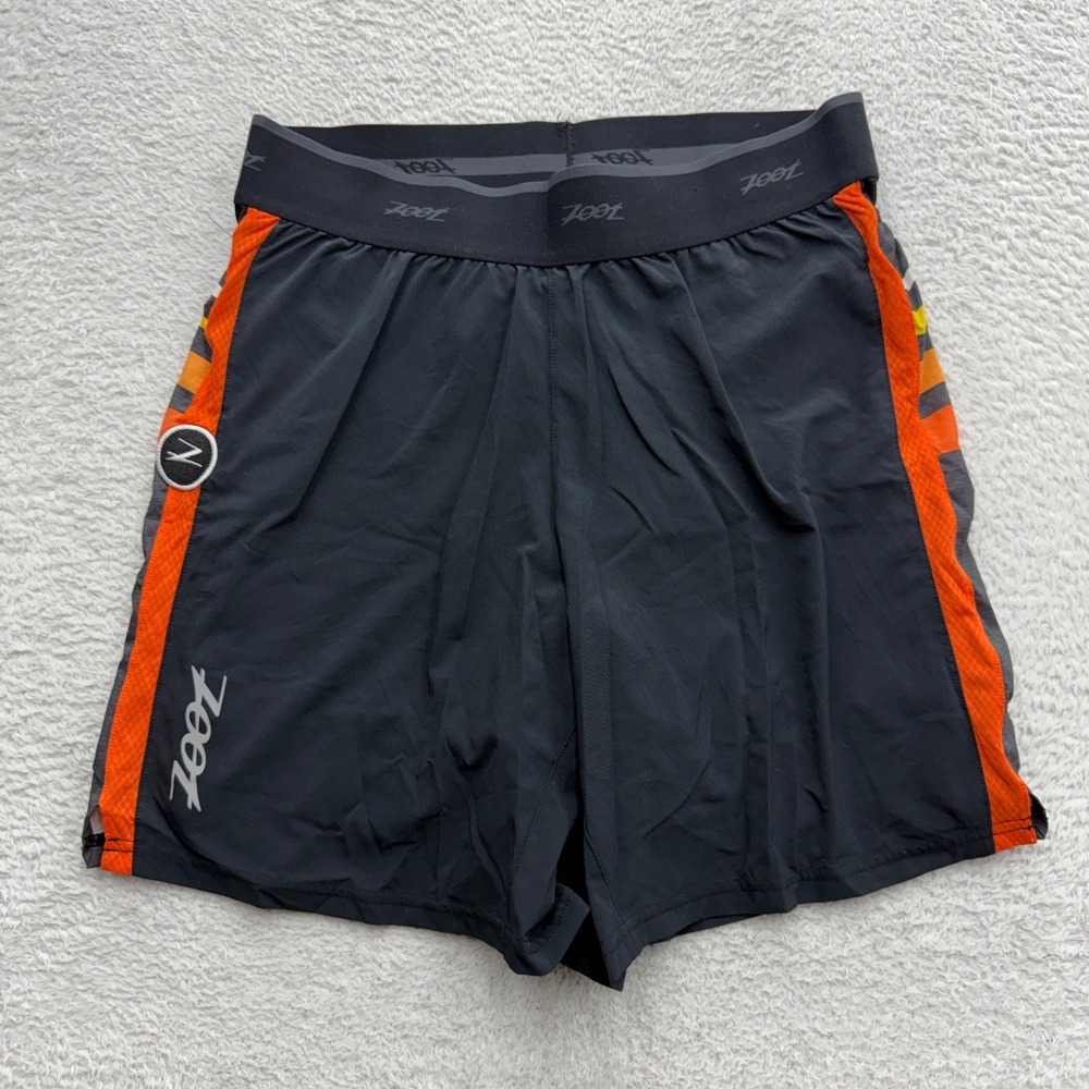 Zoot Mens Performance Running Shorts Black Orange Mesh Athletic Size M 9009